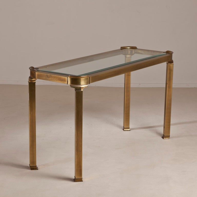 A Brass And Glass Mastercraft Console Table Usa 1970s At Throughout Brass Smoked Glass Console Tables (View 6 of 20)