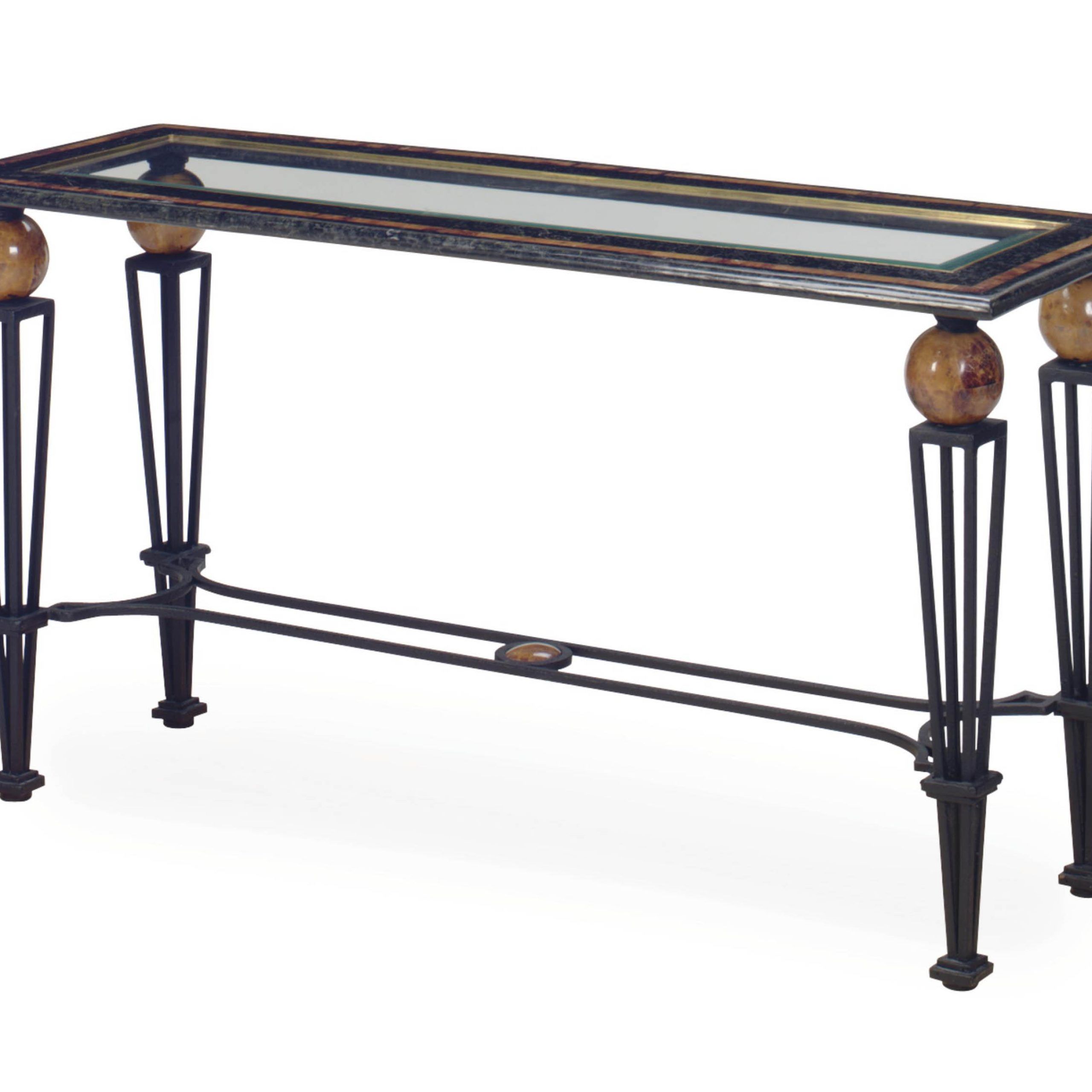 A Contemporary Faux Marble And Wrought Iron Console Table With Regard To Wrought Iron Console Tables (Photo 1 of 20)