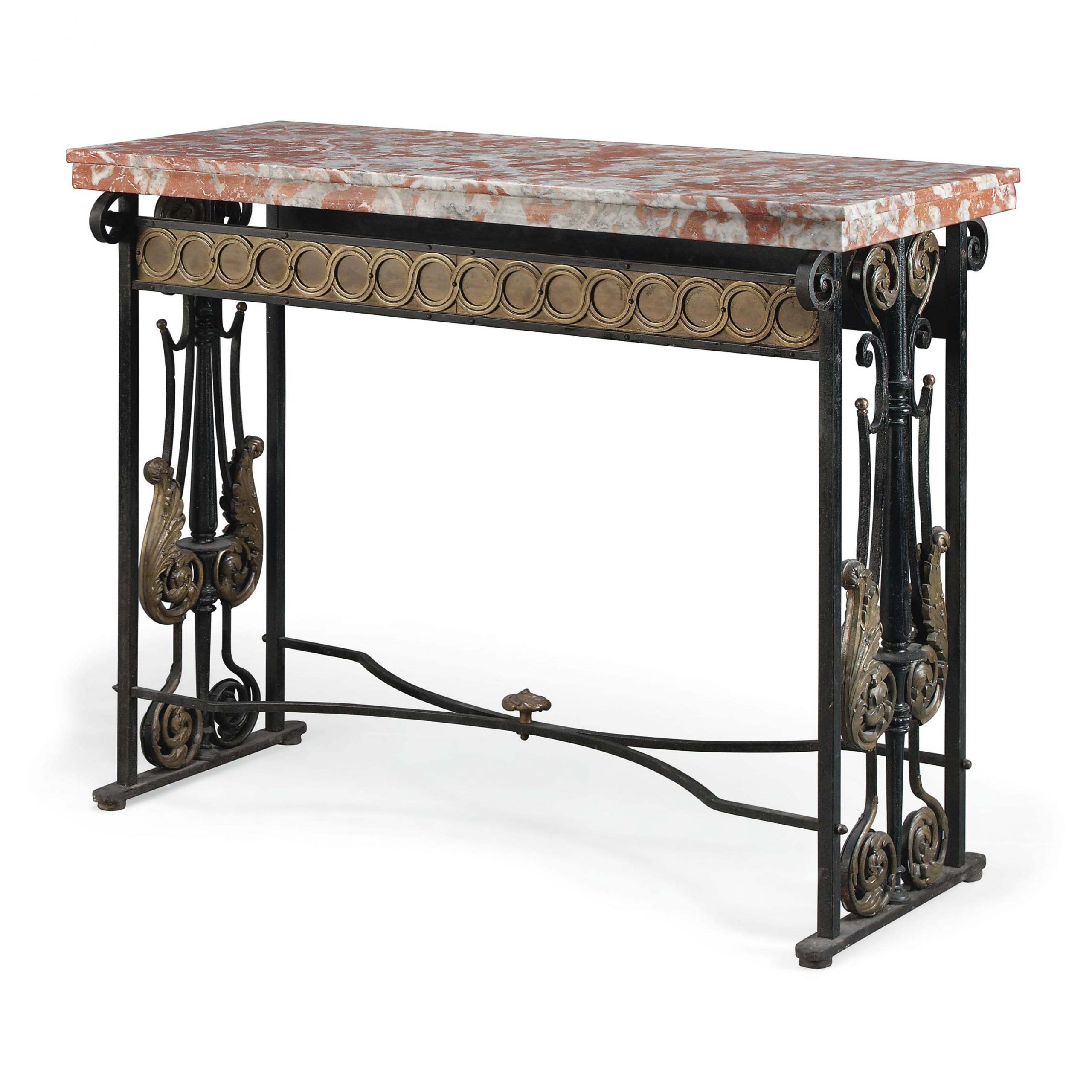 A Continental Gilt Mounted Painted Wrought Iron Console Pertaining To Wrought Iron Console Tables (Photo 14 of 20)