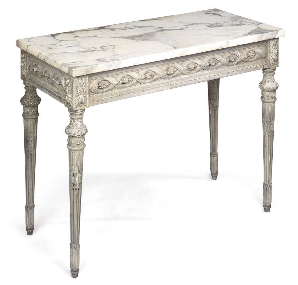 A Grey Painted And Marble Mounted Console Table , Of Louis Pertaining To Gray Driftwood And Metal Console Tables (View 6 of 20)