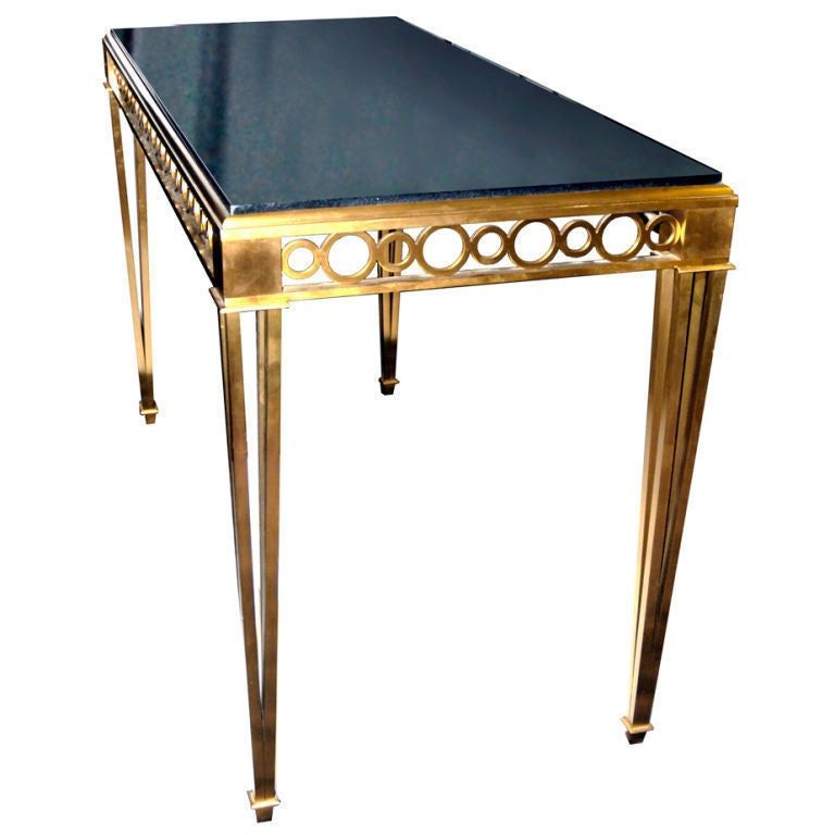 A Paul M Jones,vintage Bronze And Granite Console Table At With Regard To Antique Blue Gold Console Tables (Photo 11 of 20)