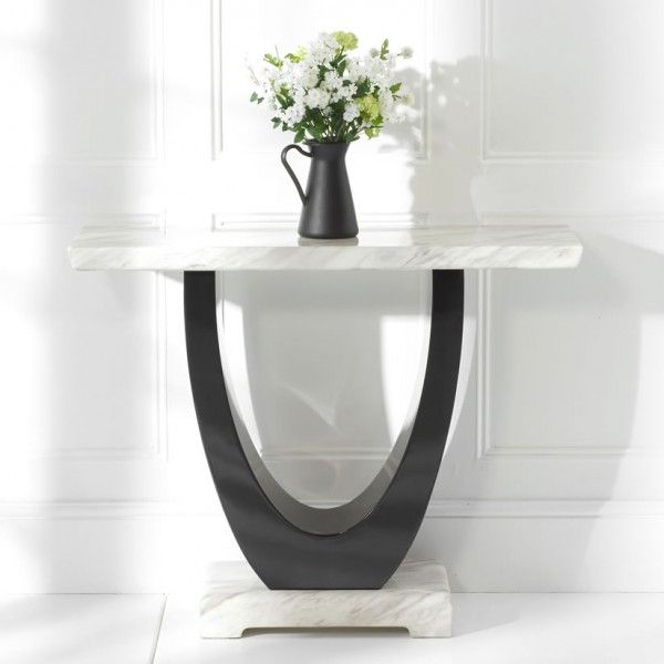 Abilio Cream And Black Marble Console Table – Frances Hunt With Regard To Marble And White Console Tables (View 13 of 20)