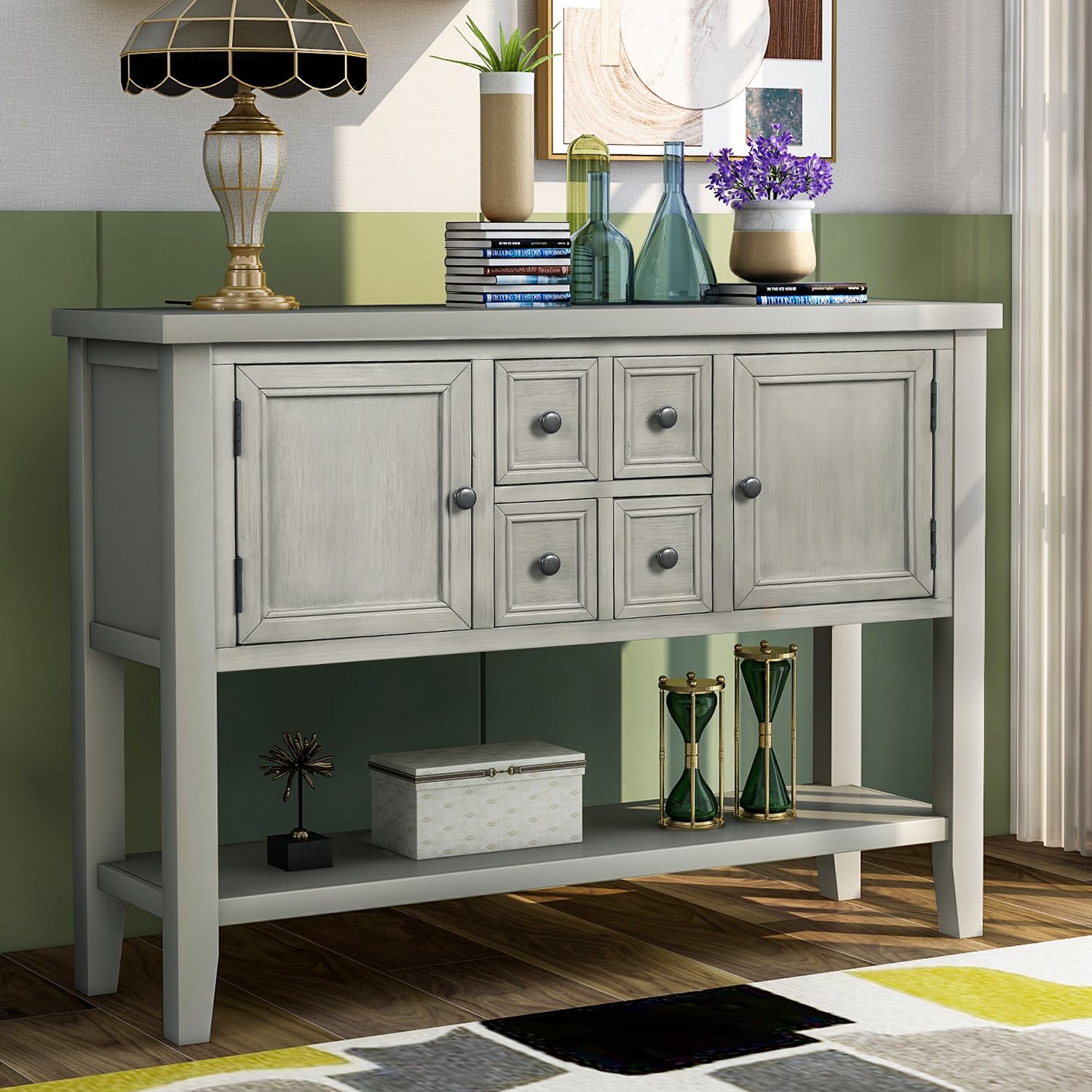 Accent Buffet Sideboard Desk For Kitchen, 46'' X 15'' X 34 With Open Storage Console Tables (View 2 of 20)
