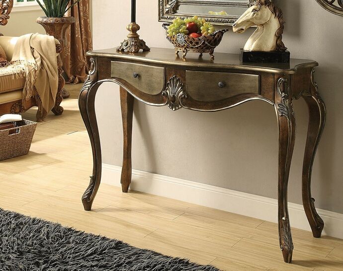 Acme 97233 Kelsey Bronze And Taupe Finish Wood Console With Regard To Rustic Bronze Patina Console Tables (Photo 6 of 20)