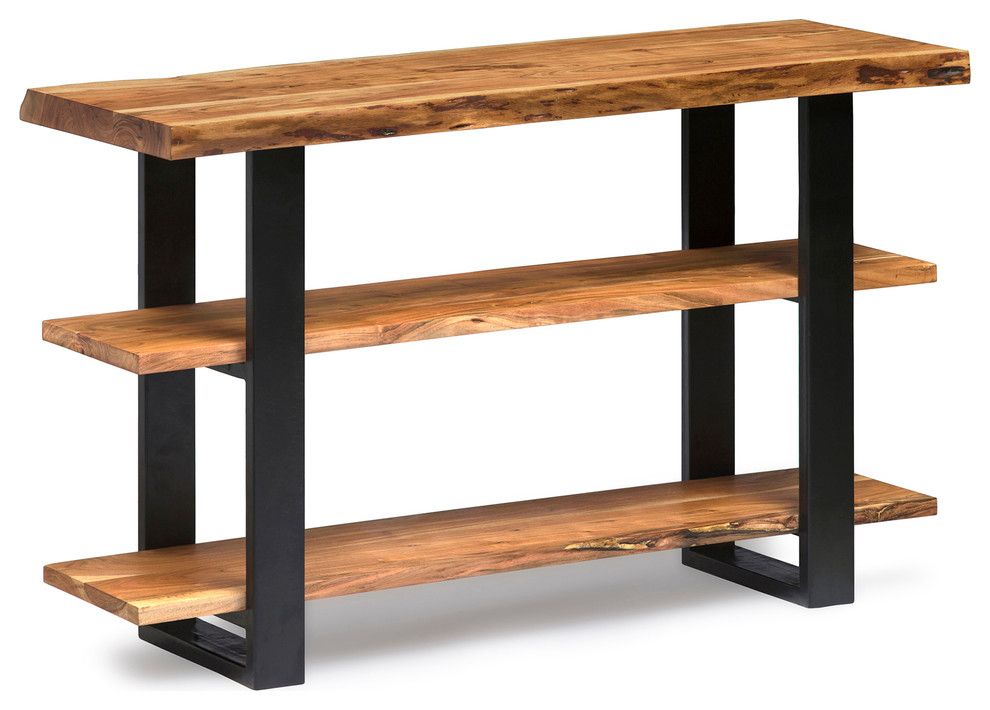 Alaterre Furniture Alpine Natural Live Edge Wood Media In Natural Wood Console Tables (Photo 15 of 20)