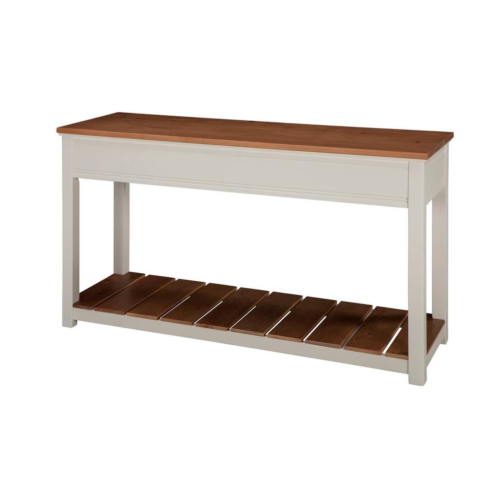 Alaterre Furniture Savannah Ivory With Natural Wood Top 50 Inside Natural Wood Console Tables (Photo 14 of 20)