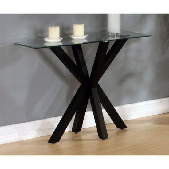 Alissa High Gloss Black Finish Clear Glass Top Console Intended For Clear Glass Top Console Tables (Photo 12 of 20)