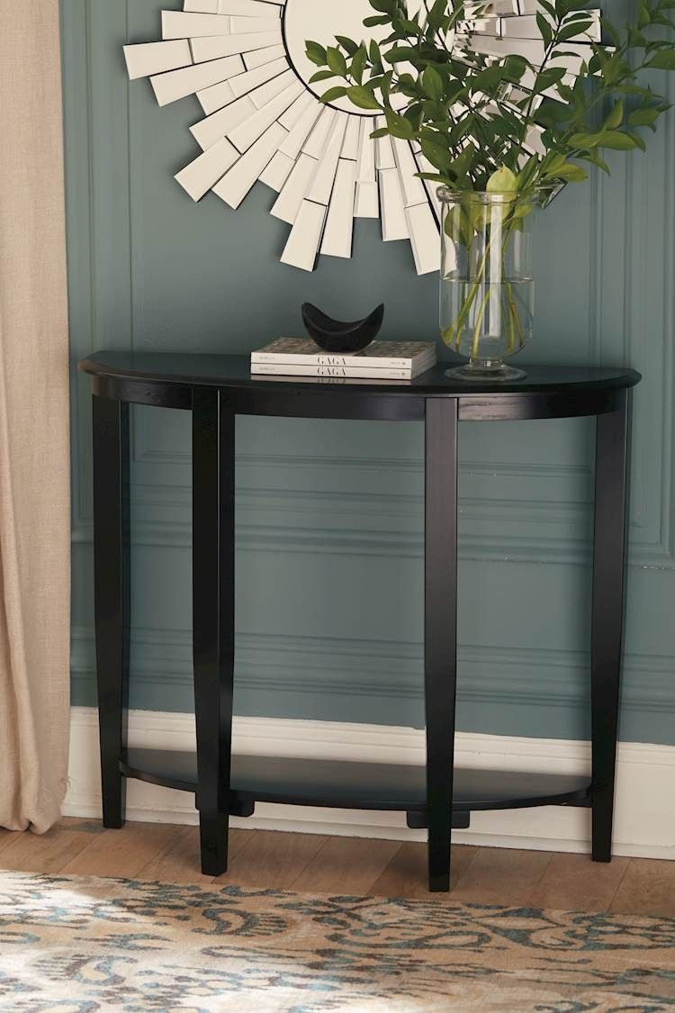 Altonwood Black Console Sofa Table – Speedyfurniture In Black Round Glass Top Console Tables (View 13 of 20)