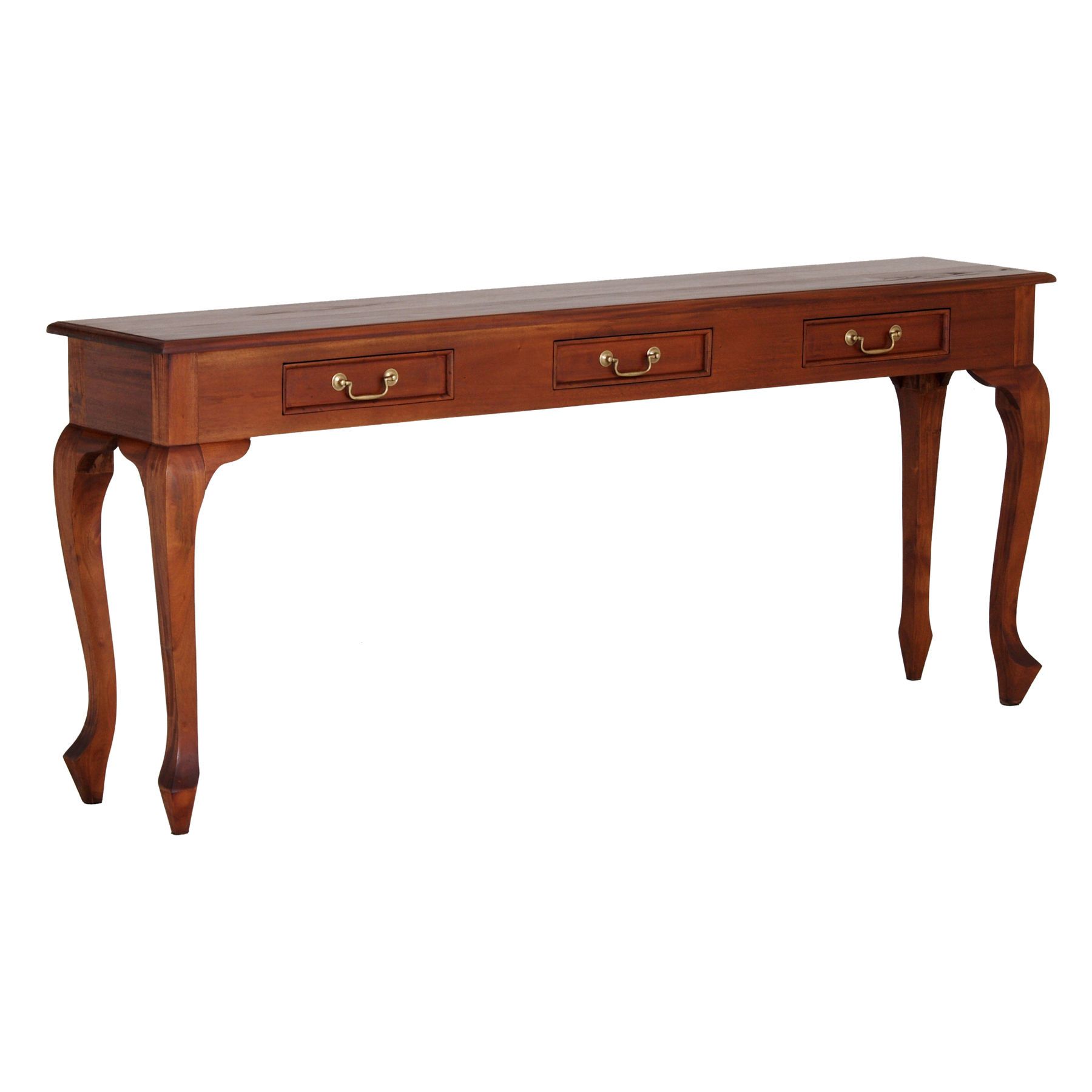 Annalise 3 Drawer Timber Console Table, Pecankayu With Warm Pecan Console Tables (View 18 of 20)