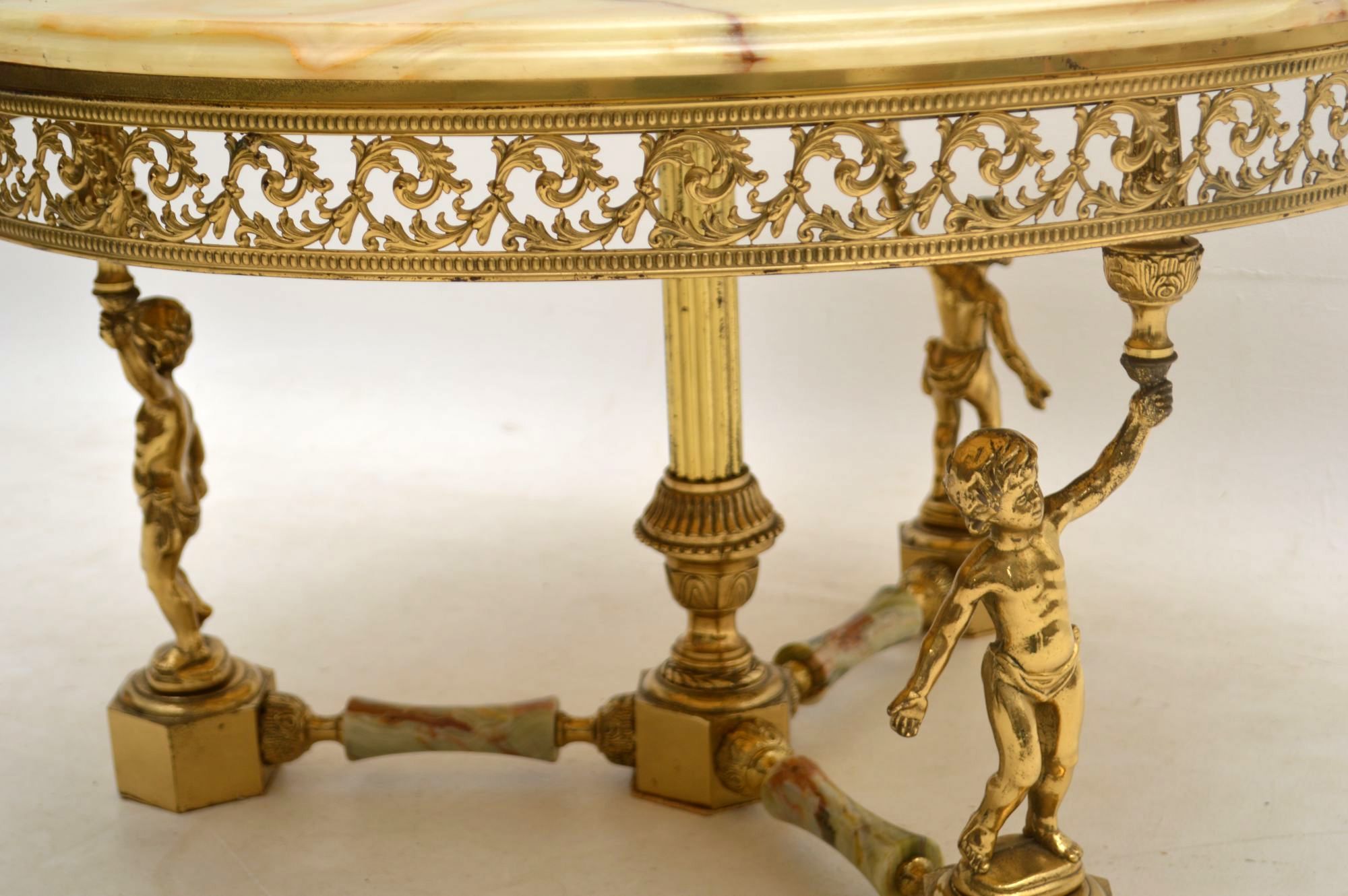 Antique Brass And Onyx Round Coffee Table – Marylebone Regarding Antique Brass Round Console Tables (Photo 11 of 20)