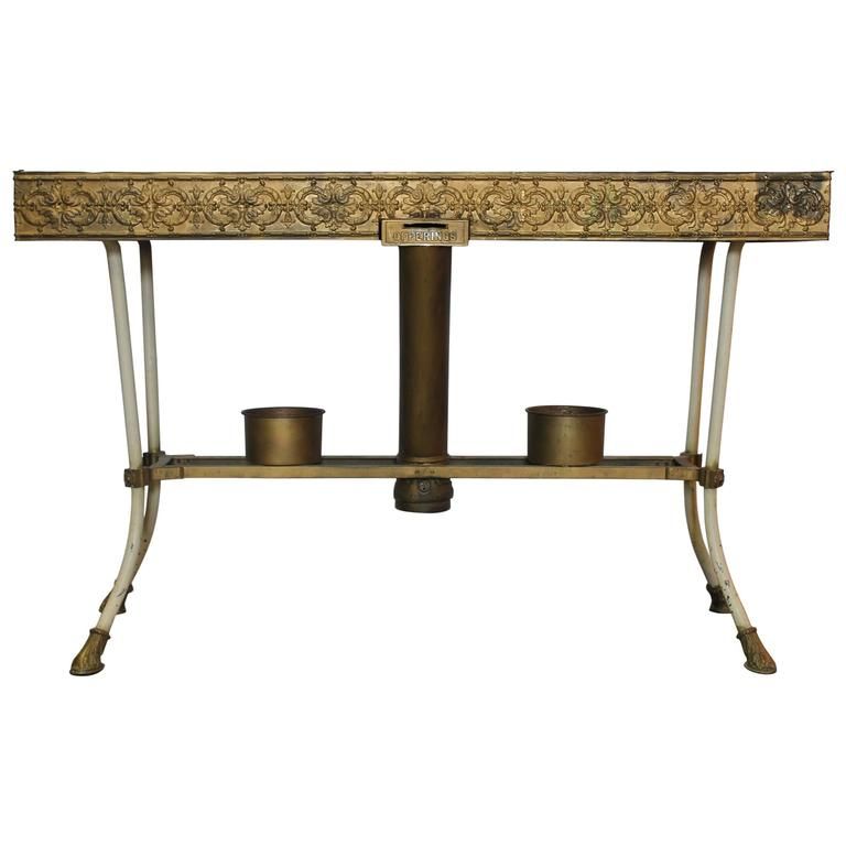Antique Decorative Church Metal Table With Brass Pertaining To Antique Brass Aluminum Round Console Tables (View 15 of 20)