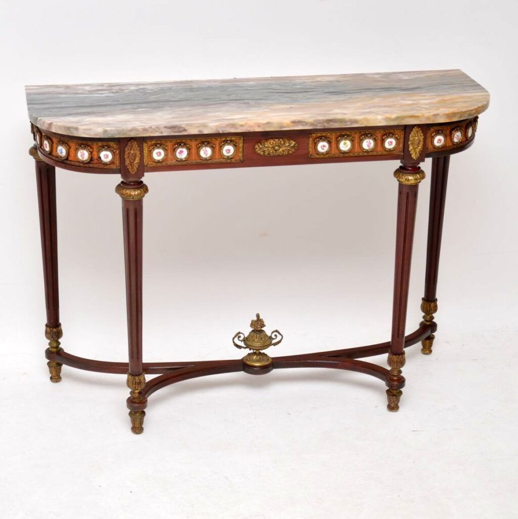 Antique French Marble Top Console Side Table – Marylebone Intended For Marble Top Console Tables (Photo 4 of 20)