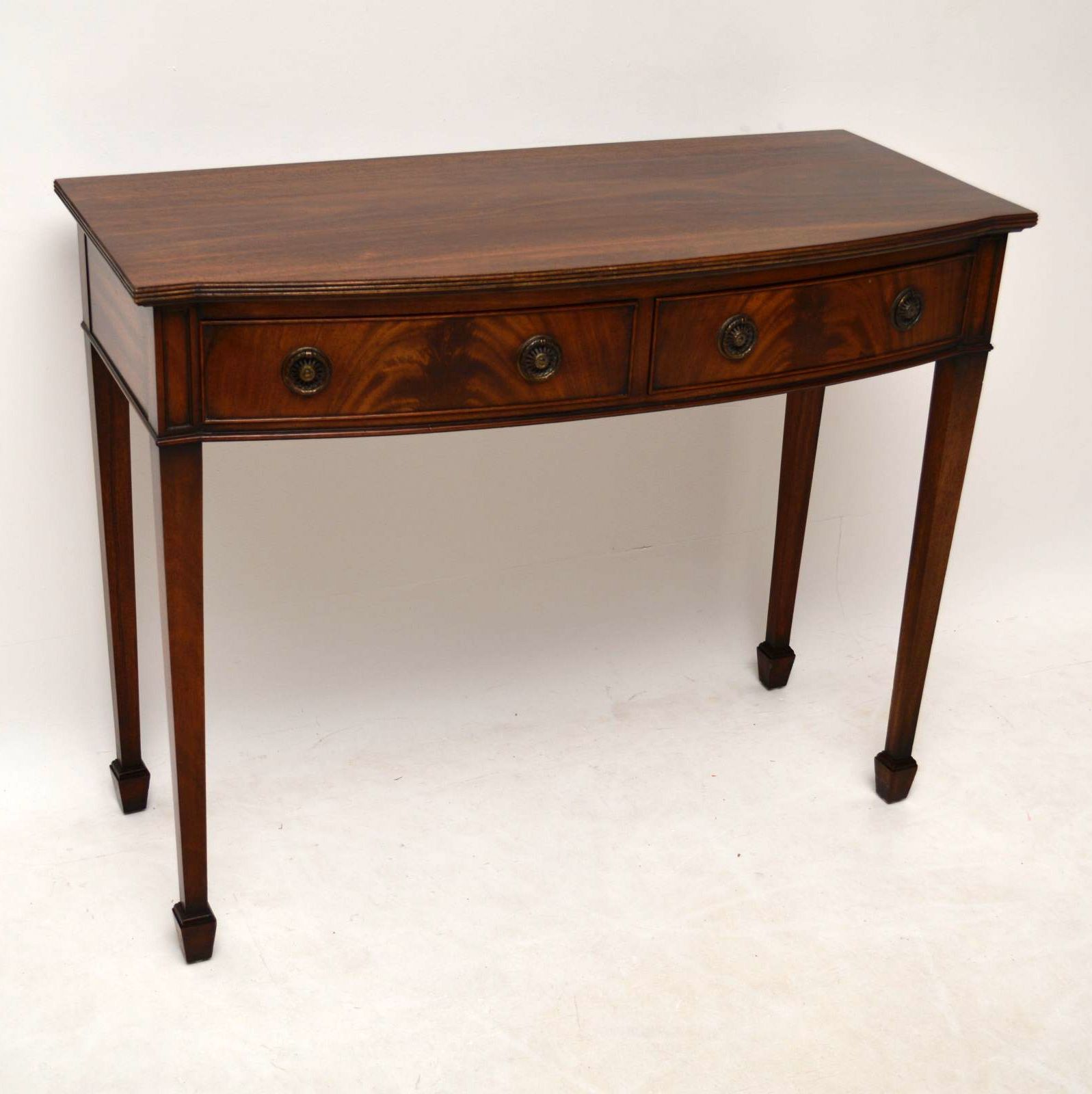 Antique Mahogany Bow Front Console Table – Marylebone Antiques Pertaining To Antique White Black Console Tables (View 2 of 20)