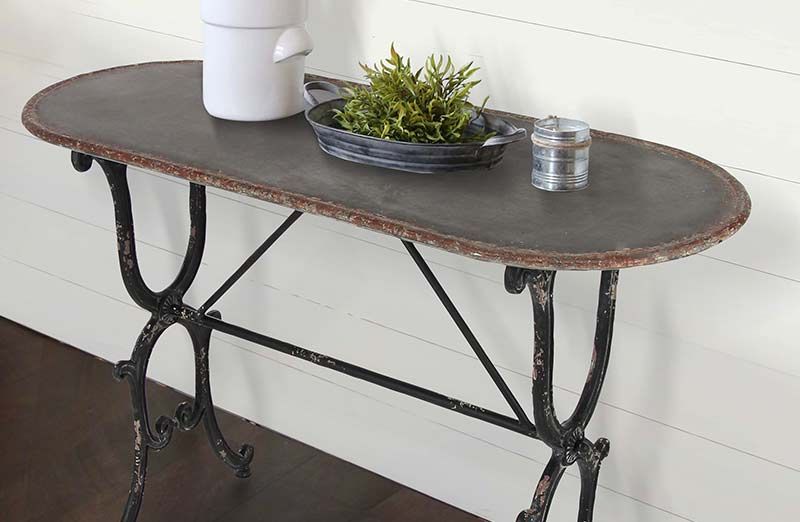 Antique Metal Console Table – Decor Steals Throughout Hammered Antique Brass Modern Console Tables (View 17 of 20)