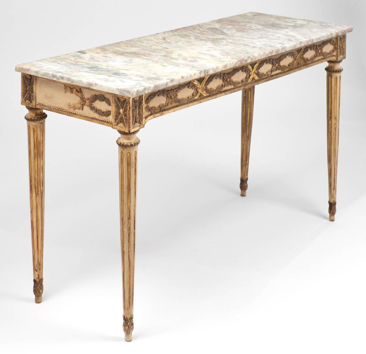 Antique Pair Of Italian Marble Top Console Tables For Sale Intended For Marble Console Tables (View 9 of 20)