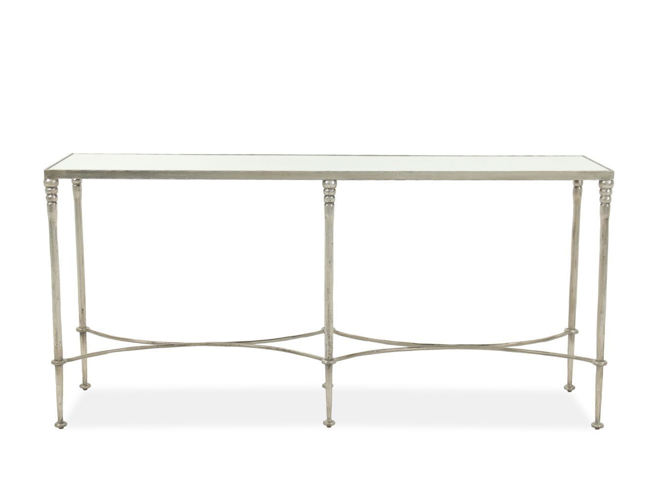 Antiqued Glass Top Casual Console Table In Silver Throughout Antique Silver Aluminum Console Tables (View 14 of 20)