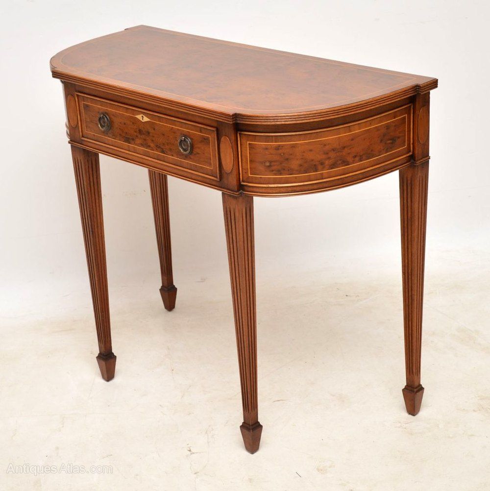 Antiques Atlas – Antique Inlaid Yew Wood Console Table Regarding Antique Blue Wood And Gold Console Tables (View 19 of 20)
