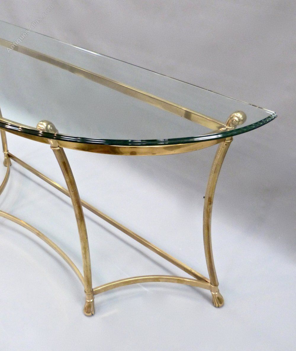 Antiques Atlas – Italian Glass And Brass Demi Lune Console Intended For Antique Brass Round Console Tables (View 3 of 20)
