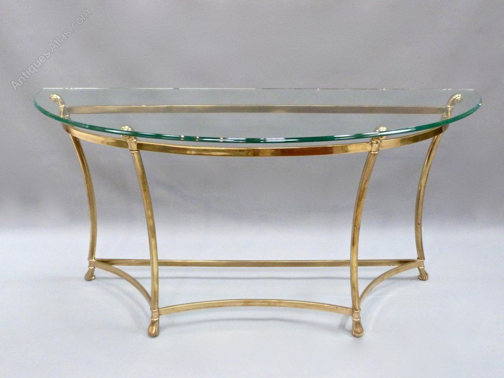 Antiques Atlas – Italian Glass And Brass Demi Lune Console With Regard To Antique Brass Round Console Tables (Photo 5 of 20)
