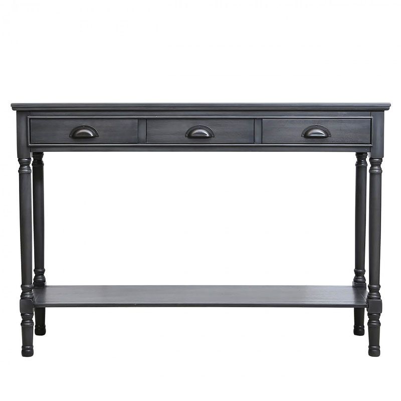 Arabella Grey Wood Large 3 Drawer Console Table Hallway Regarding Gray Driftwood Storage Console Tables (View 17 of 20)