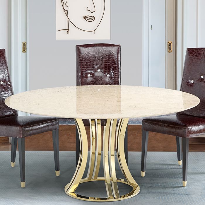 Aroma Tivoli Gold Round Marble Dining Table – Robson Furniture Throughout Cream And Gold Console Tables (View 5 of 20)