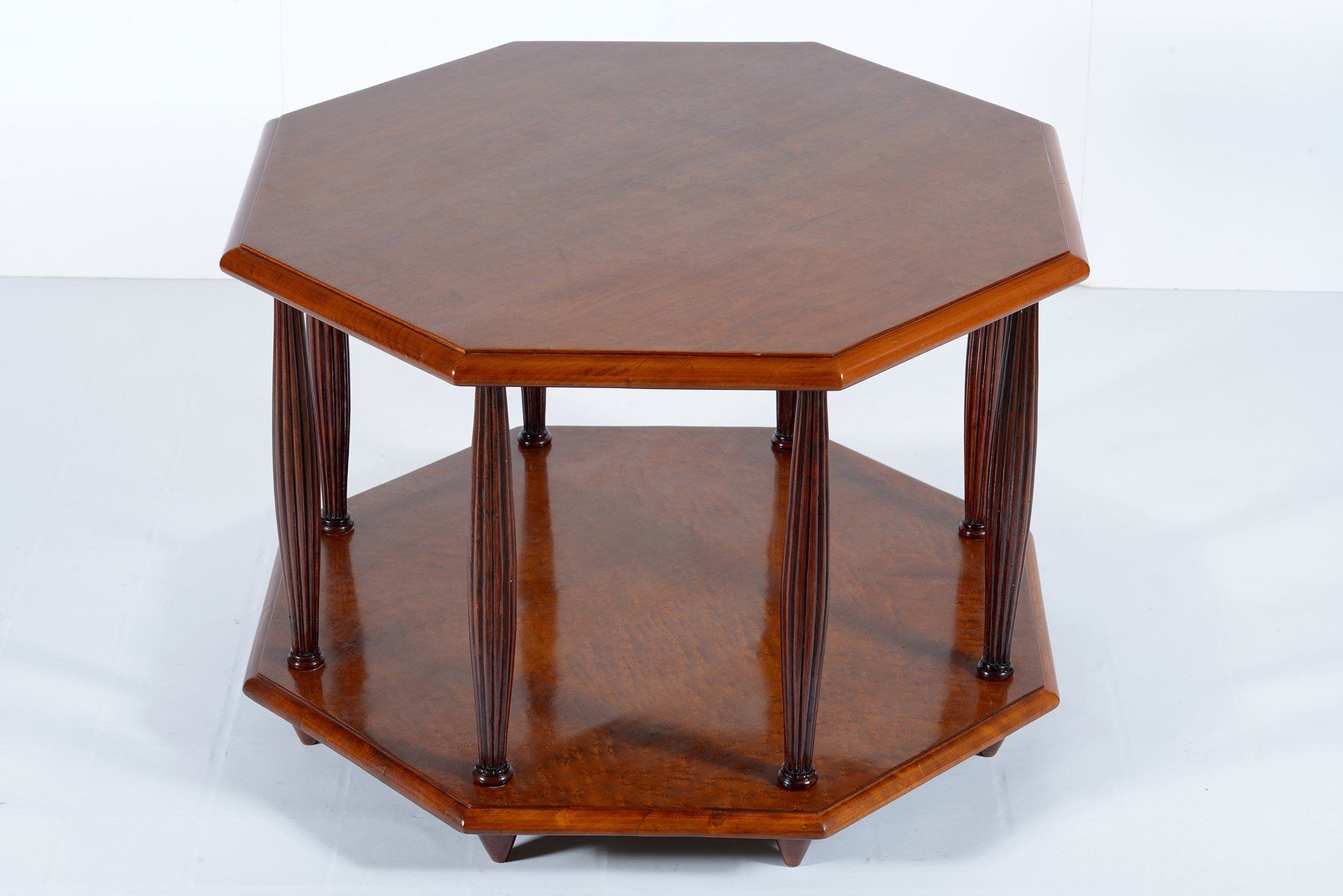 Art Deco Italian Octagonal Bird Eyes Maple Sofa Coffee Pertaining To Octagon Console Tables (View 12 of 20)