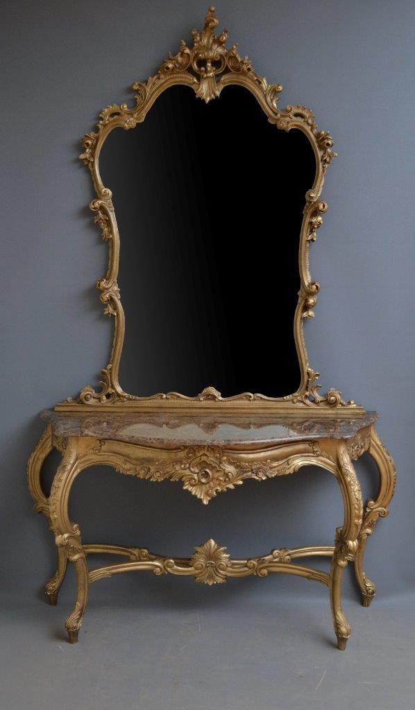 Art Glass Lamp, Mirrored Console Table, Mirror Regarding Antique Mirror Console Tables (View 4 of 20)