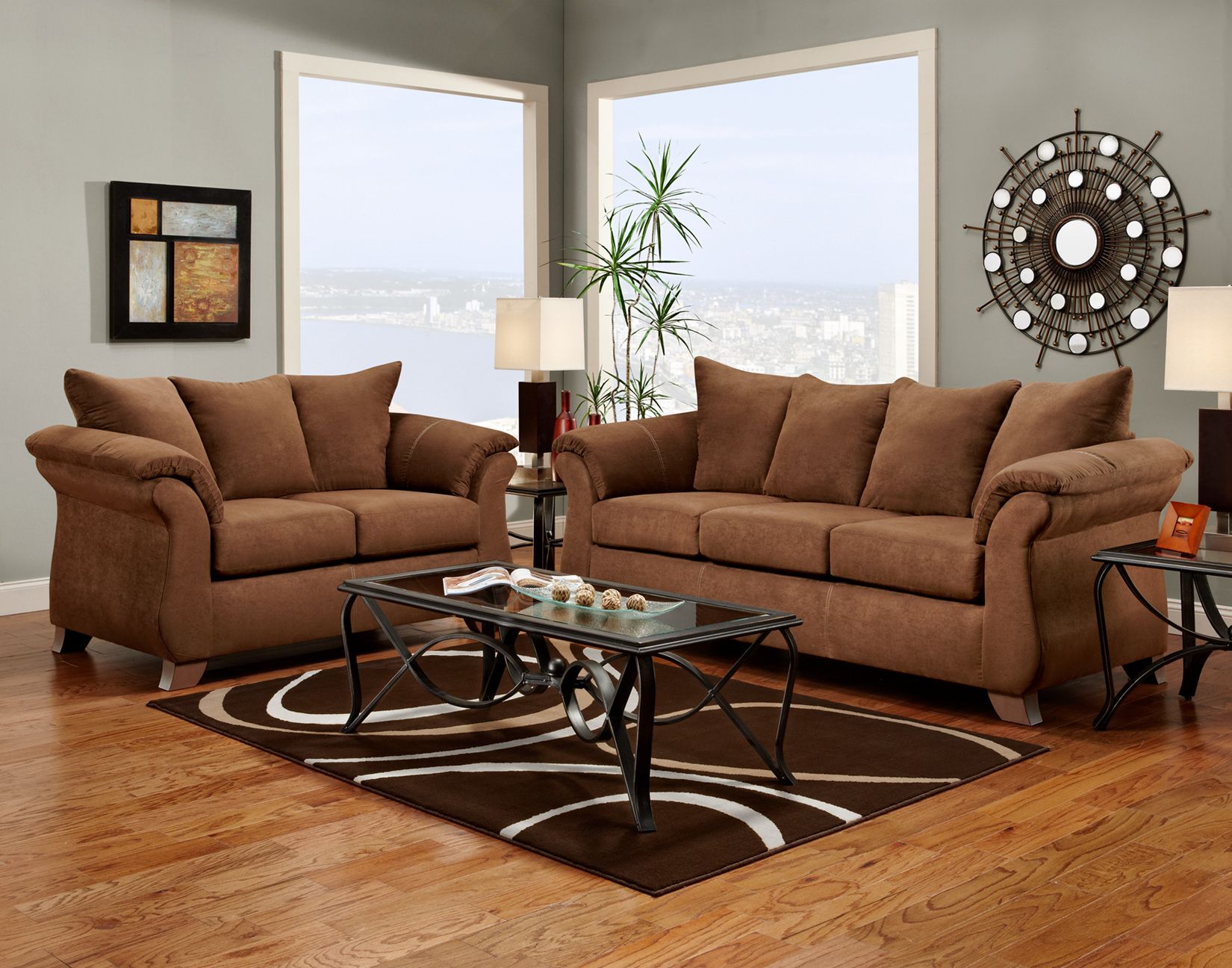 Aruba Chocolate Sofa & Loveseat Intended For Cocoa Console Tables (Photo 20 of 20)