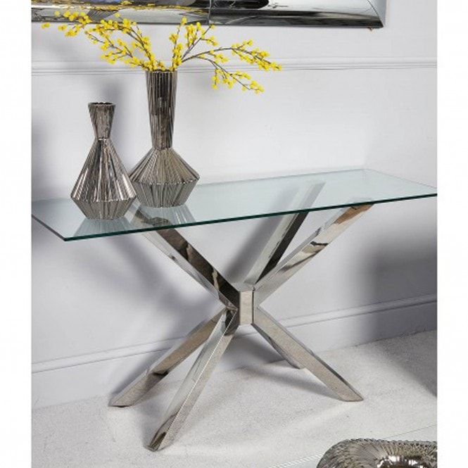 Astrid Glass Console Table | Modern & Contemporary | Glass Throughout Glass And Pewter Oval Console Tables (View 13 of 20)