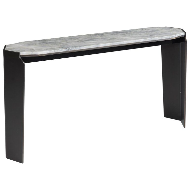 Athena Console, Entry Table Contemporary Shield Leg, Dark Pertaining To Rustic Bronze Patina Console Tables (View 9 of 20)