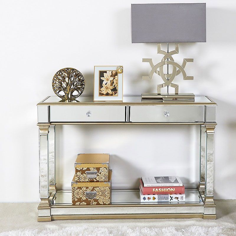 Athens Gold Mirrored 2 Drawer Console Table | Picture Inside Metallic Gold Console Tables (Photo 14 of 20)