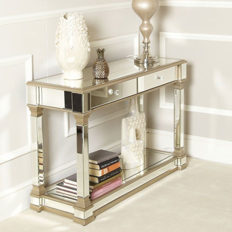 Athens Gold Mirrored 2 Drawer Console Table | Picture Intended For Mirrored Modern Console Tables (Photo 15 of 20)