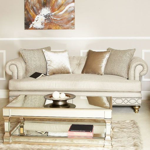 Athens Gold Mirrored Low Coffee Table | Picture Perfect With Regard To Cream And Gold Console Tables (Photo 19 of 20)