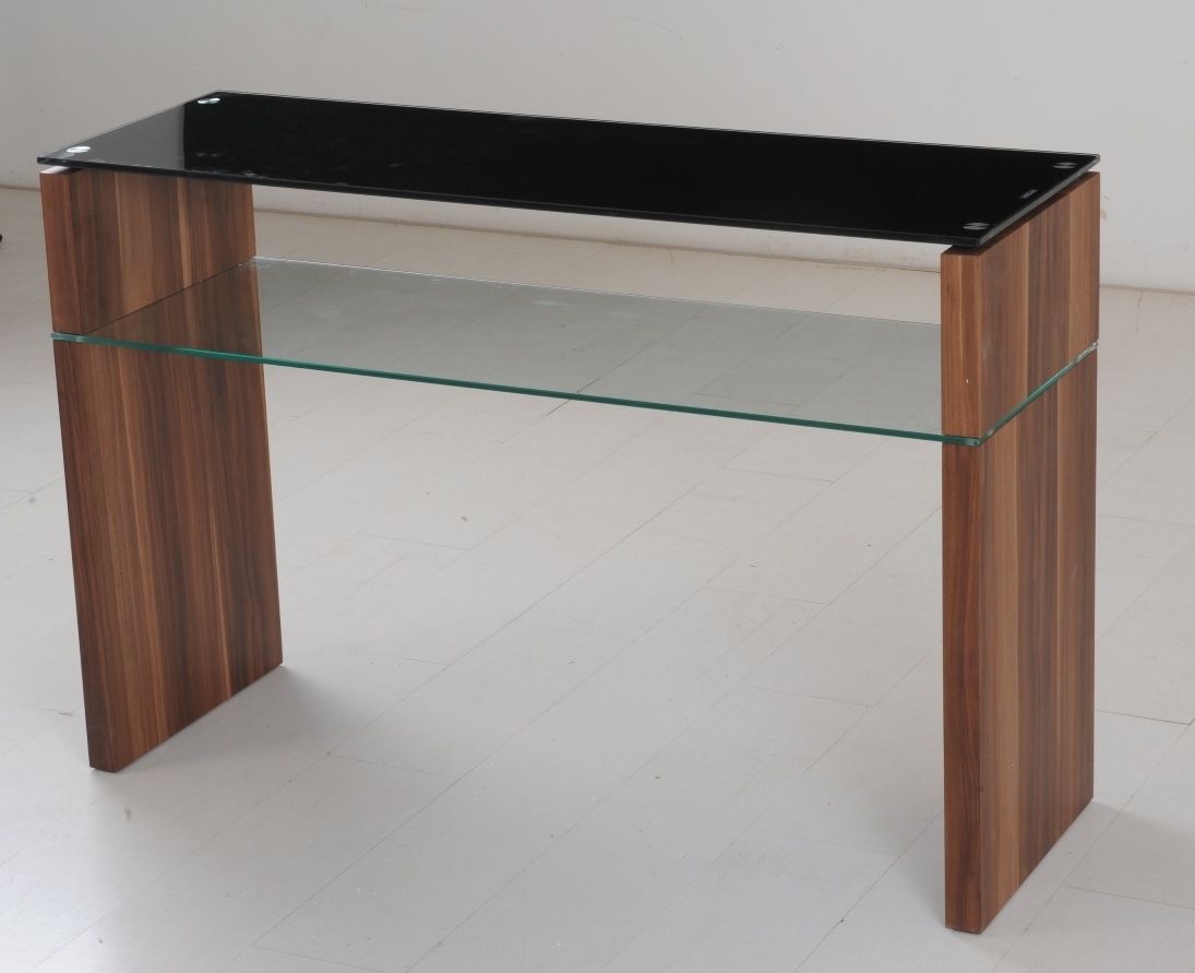 Atlanta – Sofa Table – Walnut Paper Finish (a33) With Within Black Round Glass Top Console Tables (Photo 16 of 20)