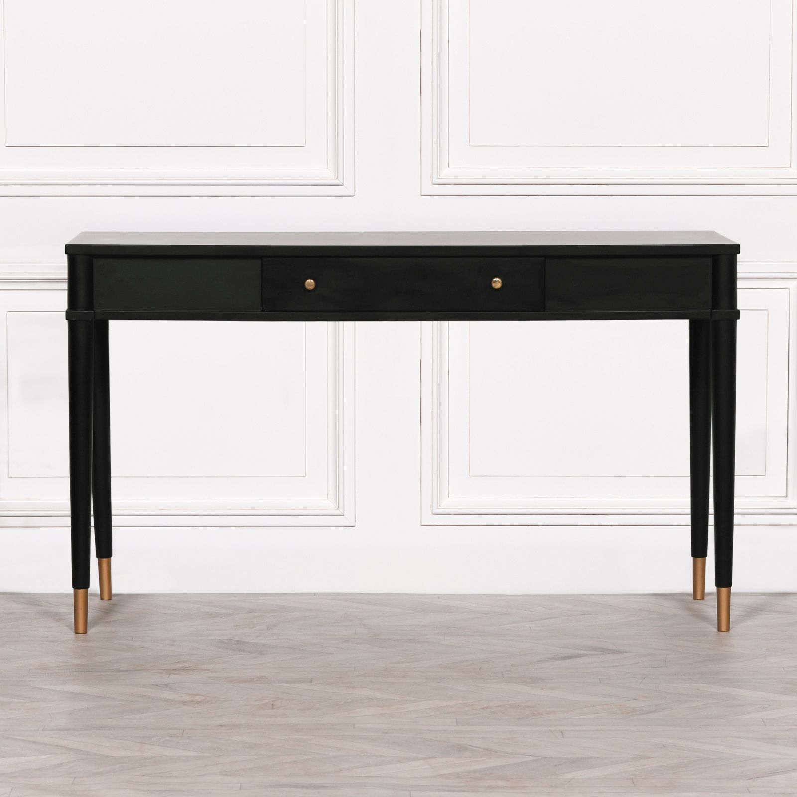 Augustin One Drawer Black Console Table With Gold Painted Throughout Black And Gold Console Tables (Photo 2 of 20)