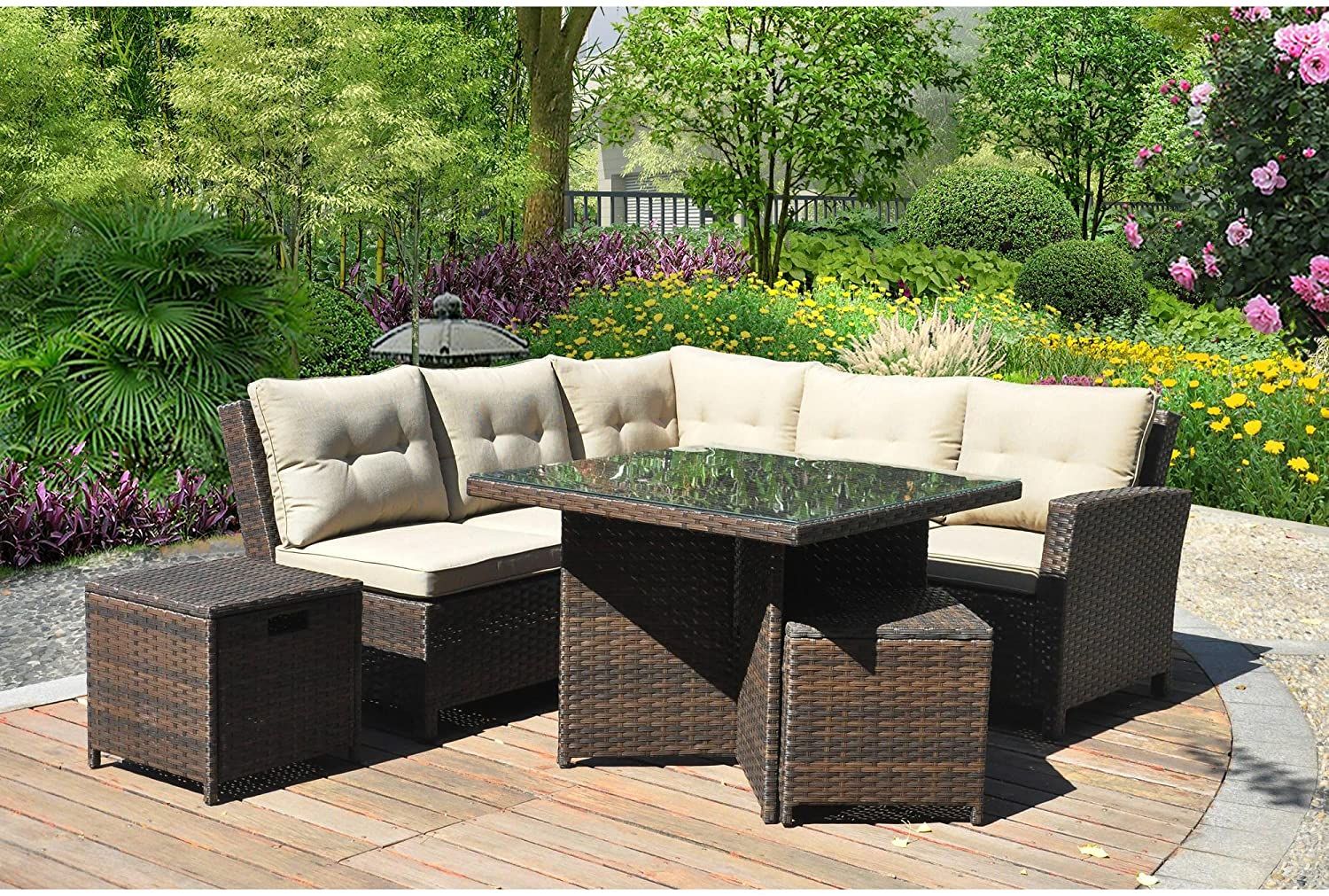 Auro Outdoor Furniture 5 Piece Sectional Sofa Review Within 5 Piece Console Tables (Photo 4 of 20)
