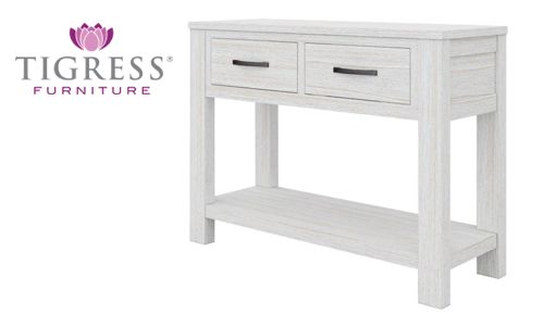 Avalon Coastal Style 2 Drawer White Wash Hall Console Inside Oceanside White Washed Console Tables (View 14 of 20)