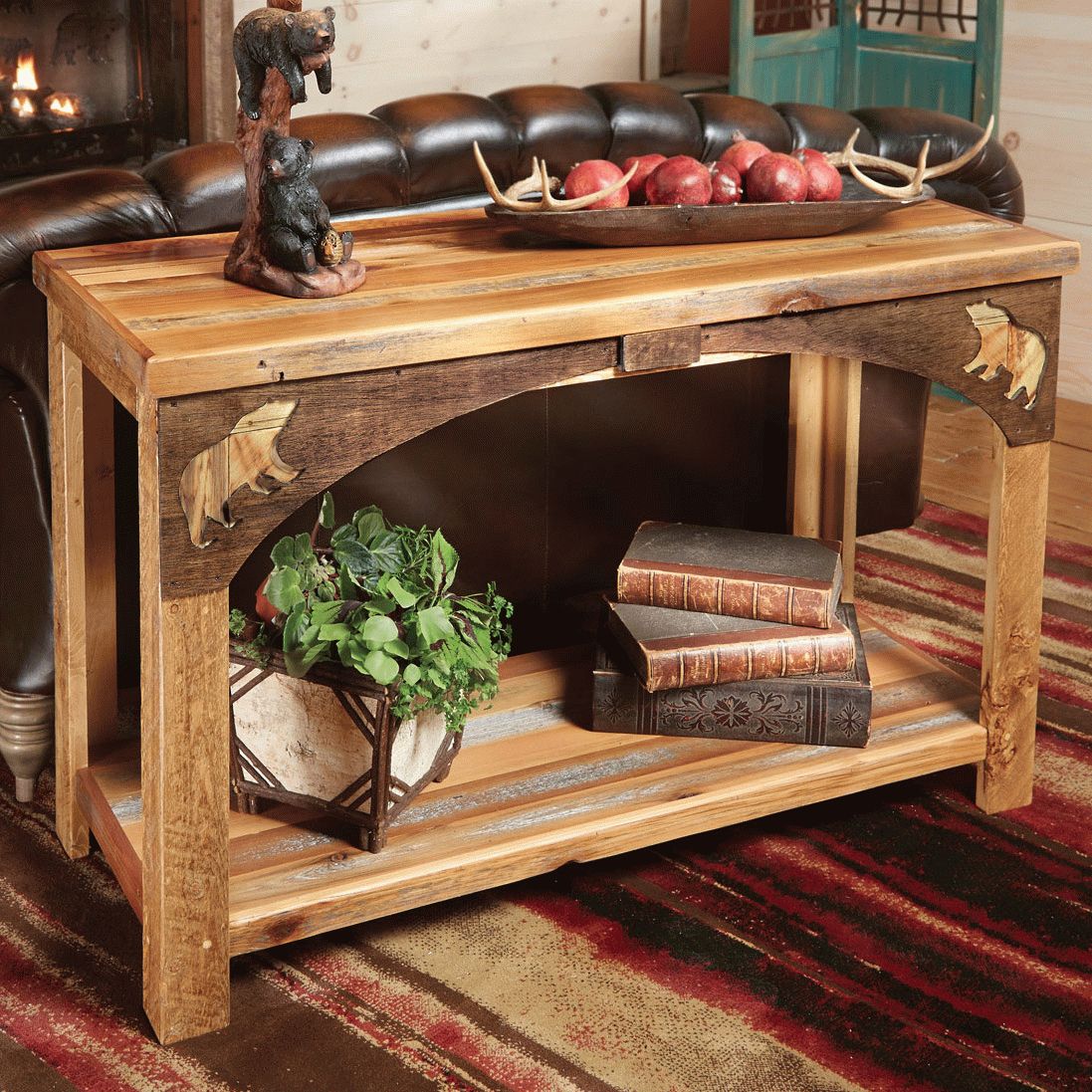 Barnwood Bear Sofa Table Throughout Smoked Barnwood Console Tables (View 5 of 20)