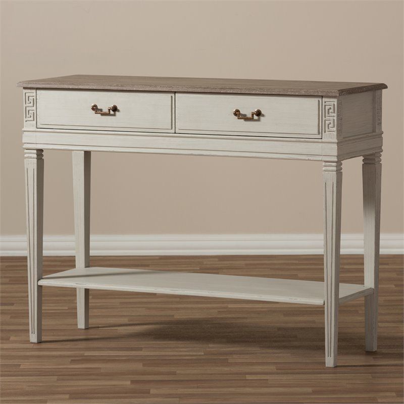 Baxton Studio Arte Console Table In White Wash And Intended For Oceanside White Washed Console Tables (Photo 1 of 20)