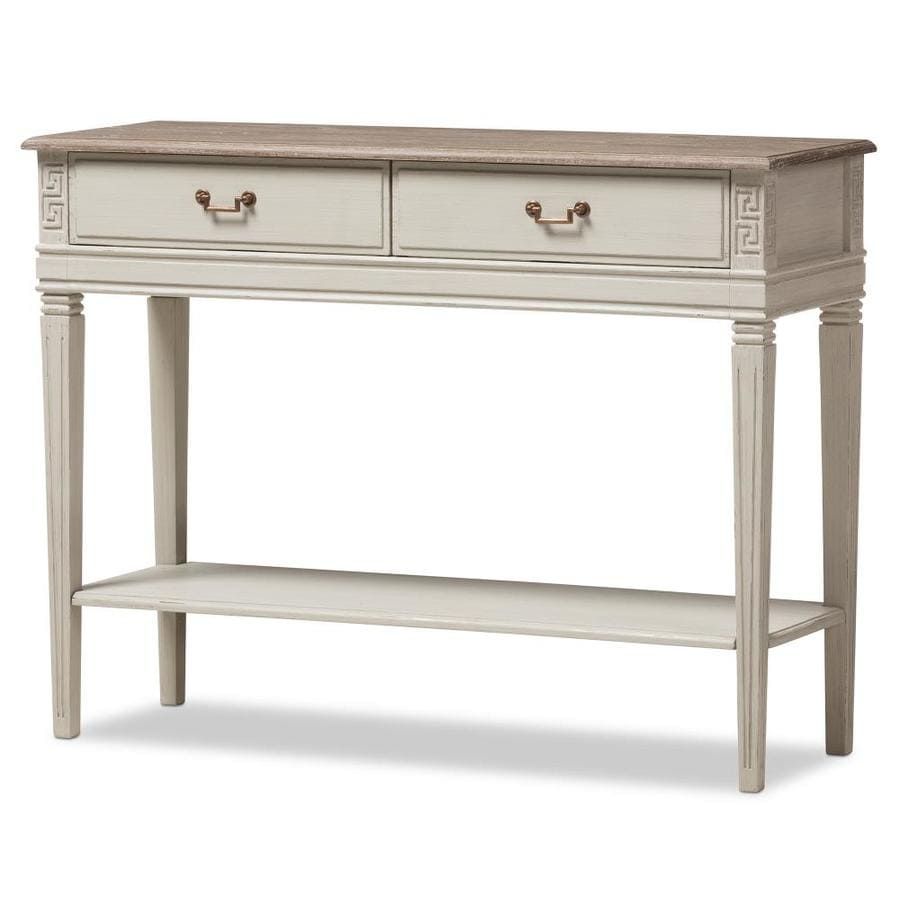 Baxton Studio Arte White Wood Vintage Console Table At Within White Triangular Console Tables (View 17 of 20)