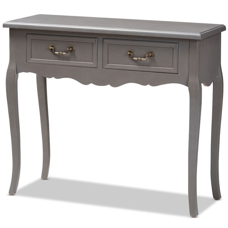 Baxton Studio Capucine Antique French Country Cottage Grey Regarding 2 Drawer Oval Console Tables (Photo 5 of 20)