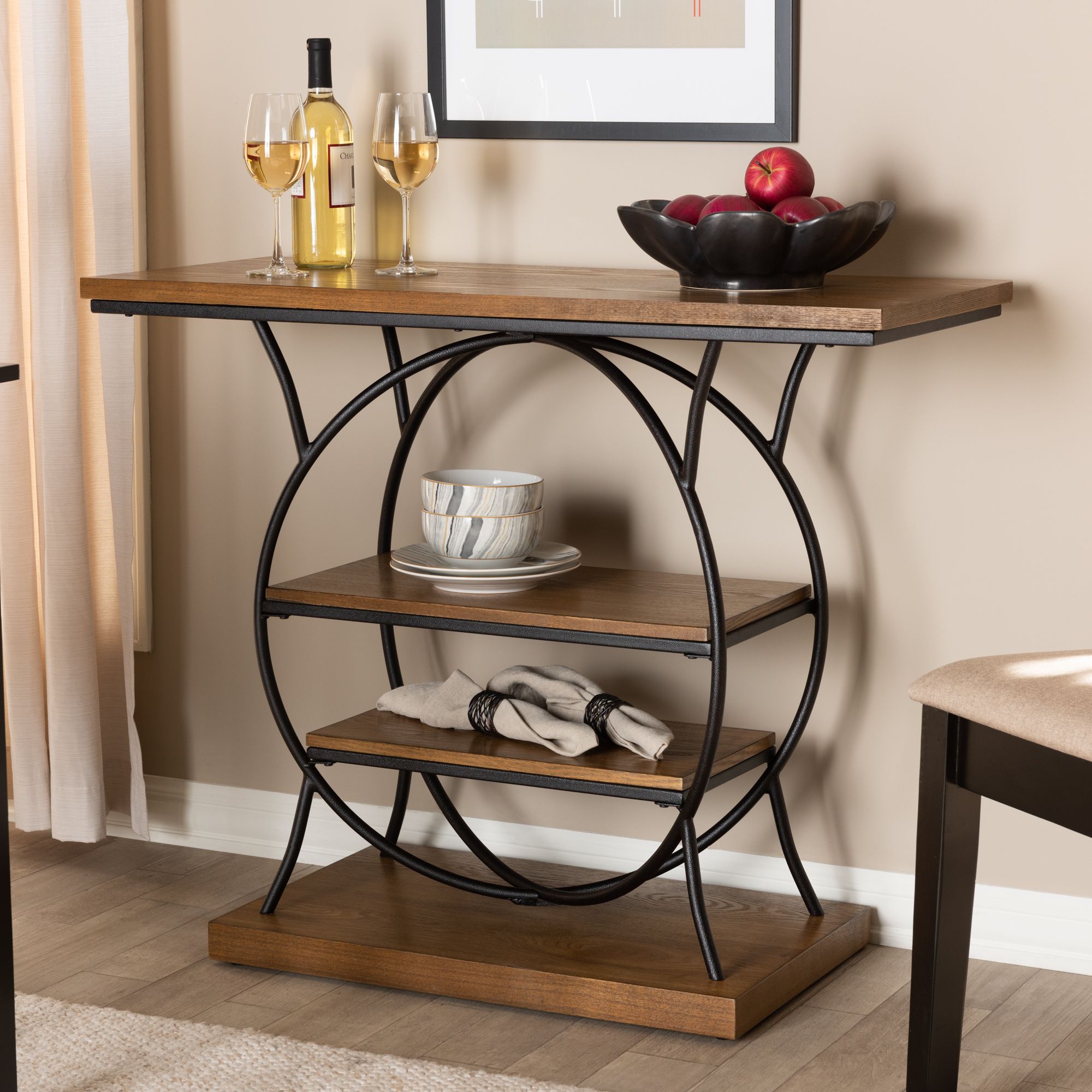 Baxton Studio Lavelle Vintage Rustic Industrial Style Intended For Antique Silver Metal Console Tables (View 5 of 20)