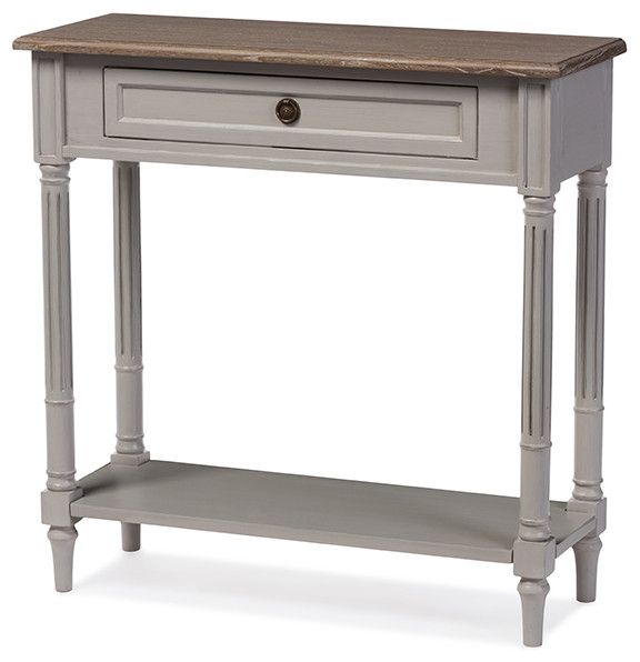 Baxton Studio White Wash Distressed Two Tone 1 Drawer For Gray Wash Console Tables (Photo 5 of 20)