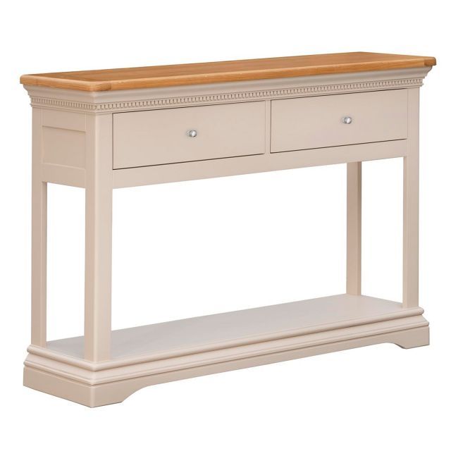 Bellingham Console Table Painted Off White With Oak Top For Square Weathered White Wood Console Tables (View 18 of 20)