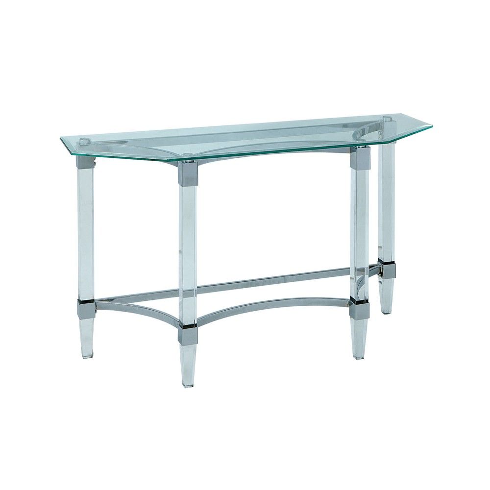 Benzara Contemporary Style Glass Top Sofa Table With Regarding Clear Glass Top Console Tables (View 17 of 20)