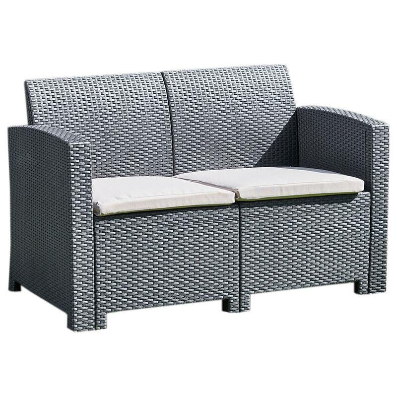 Black 2 Seater Rattan Sofa – Outdoor Garden Furniture For In Black And Tan Rattan Console Tables (Photo 16 of 20)