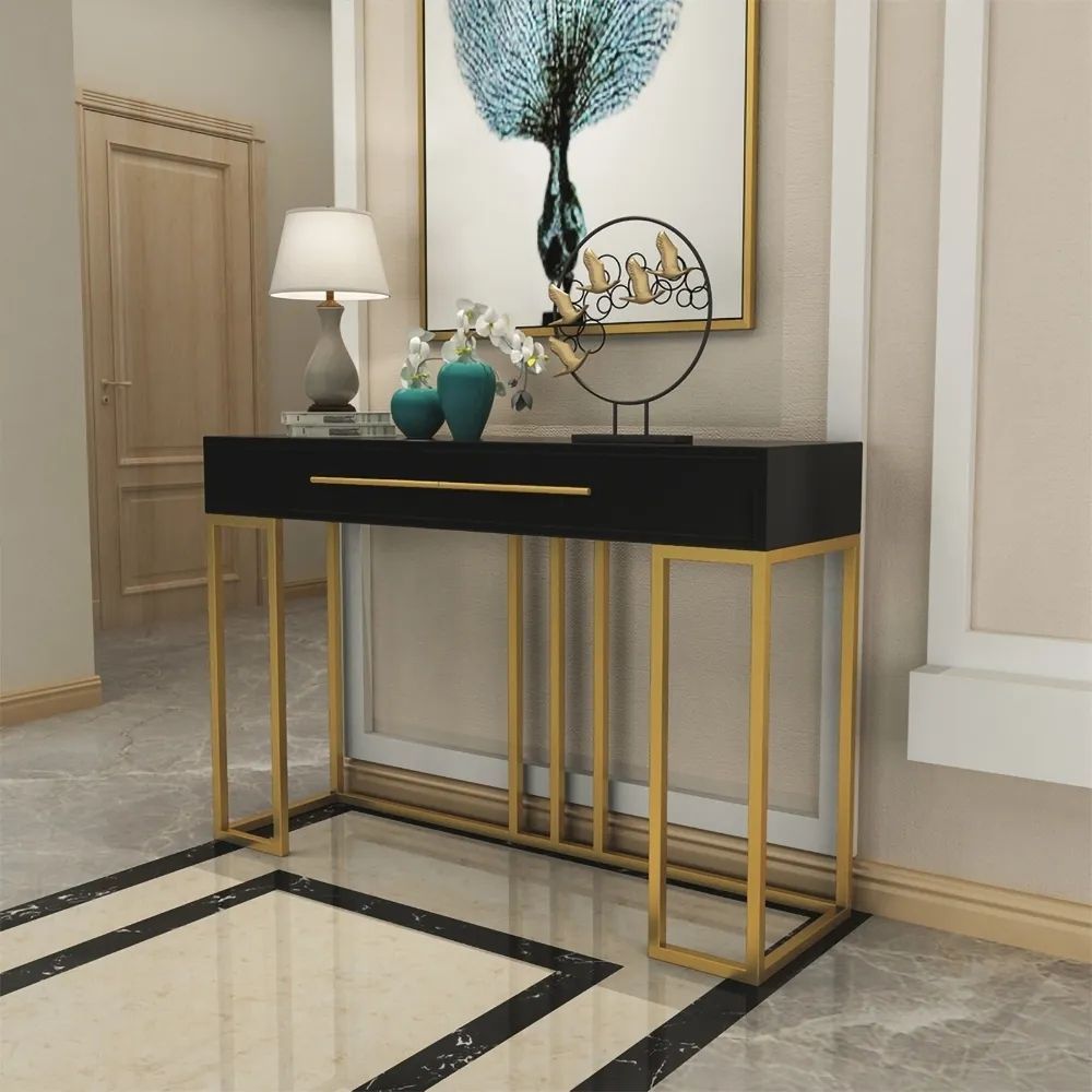 Black Console Table With Drawer Entryway Table Regarding Modern Console Tables (Photo 4 of 20)