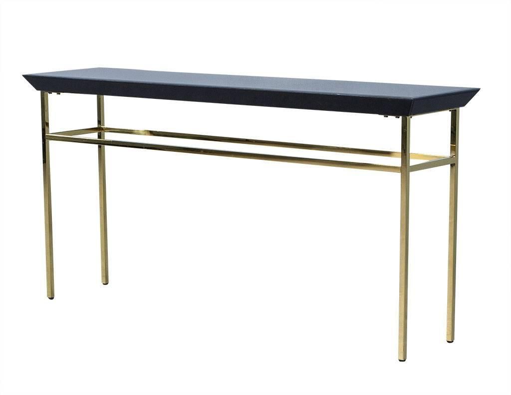 Black Glass And Gold Metal Console Table At 1stdibs Inside Black Metal Console Tables (View 3 of 20)