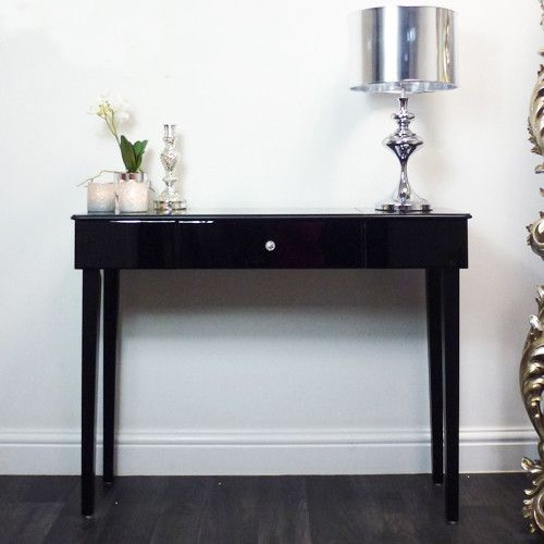 Black Glass Modern Console Table – Contemporary – Console Within Black Round Glass Top Console Tables (View 20 of 20)