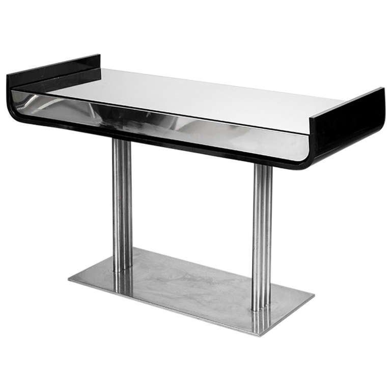Black Lacquer And Chrome Console Table With Mirrored In Chrome Console Tables (View 11 of 20)